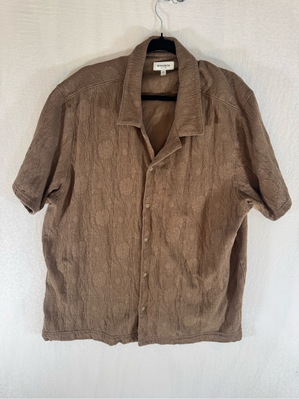 Bonobos XXL Brown Jersey Short Sleeve Shirt – Textured